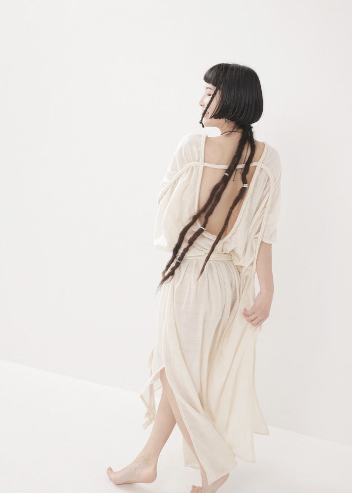 [KujA goddess] 2WAYロープド・オーガニック・カイトドレス