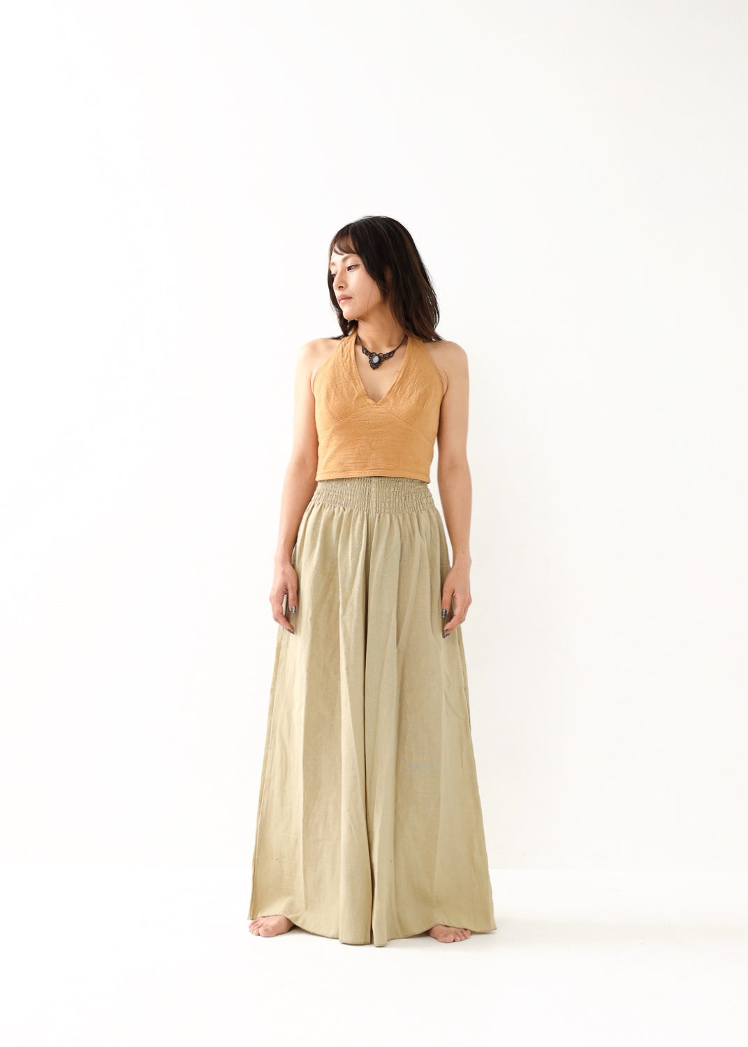 [Khadi of Love / 草木染め] Vネックホルター・クロップドトップス 全3色
