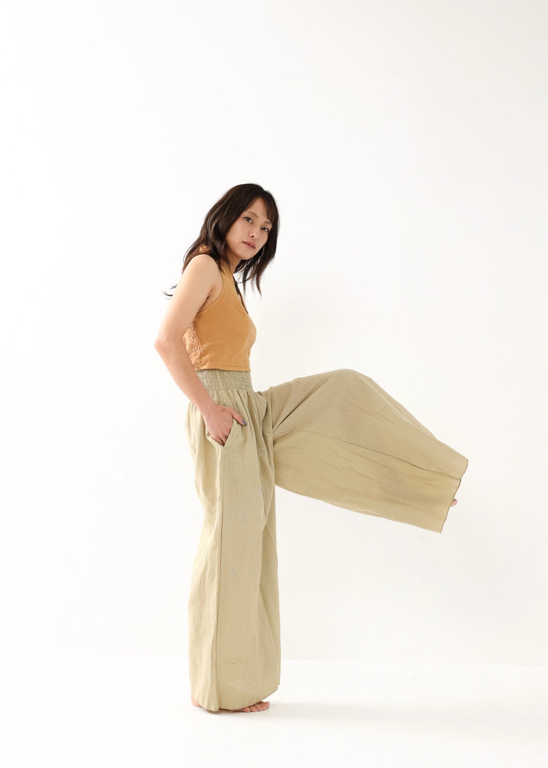 [Khadi of Love / 草木染め] Vネックホルター・クロップドトップス 全3色