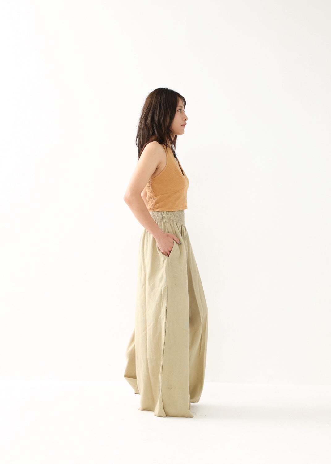[Khadi of Love / 草木染め] Vネックホルター・クロップドトップス 全3色