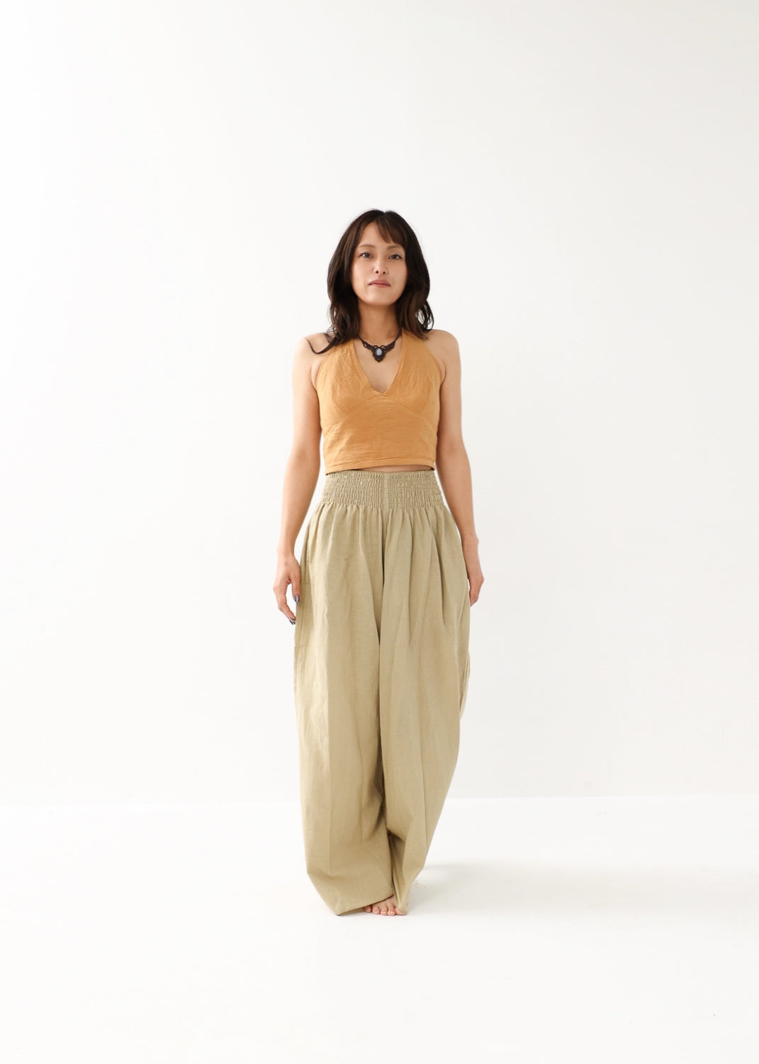 [Khadi of Love / 草木染め] Vネックホルター・クロップドトップス 全3色
