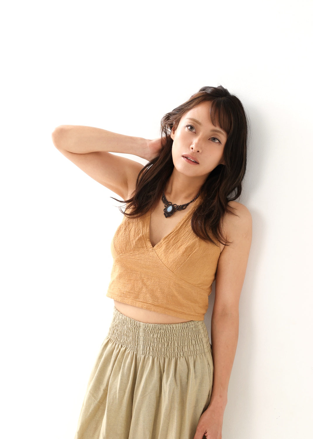 [Khadi of Love / 草木染め] Vネックホルター・クロップドトップス 全3色