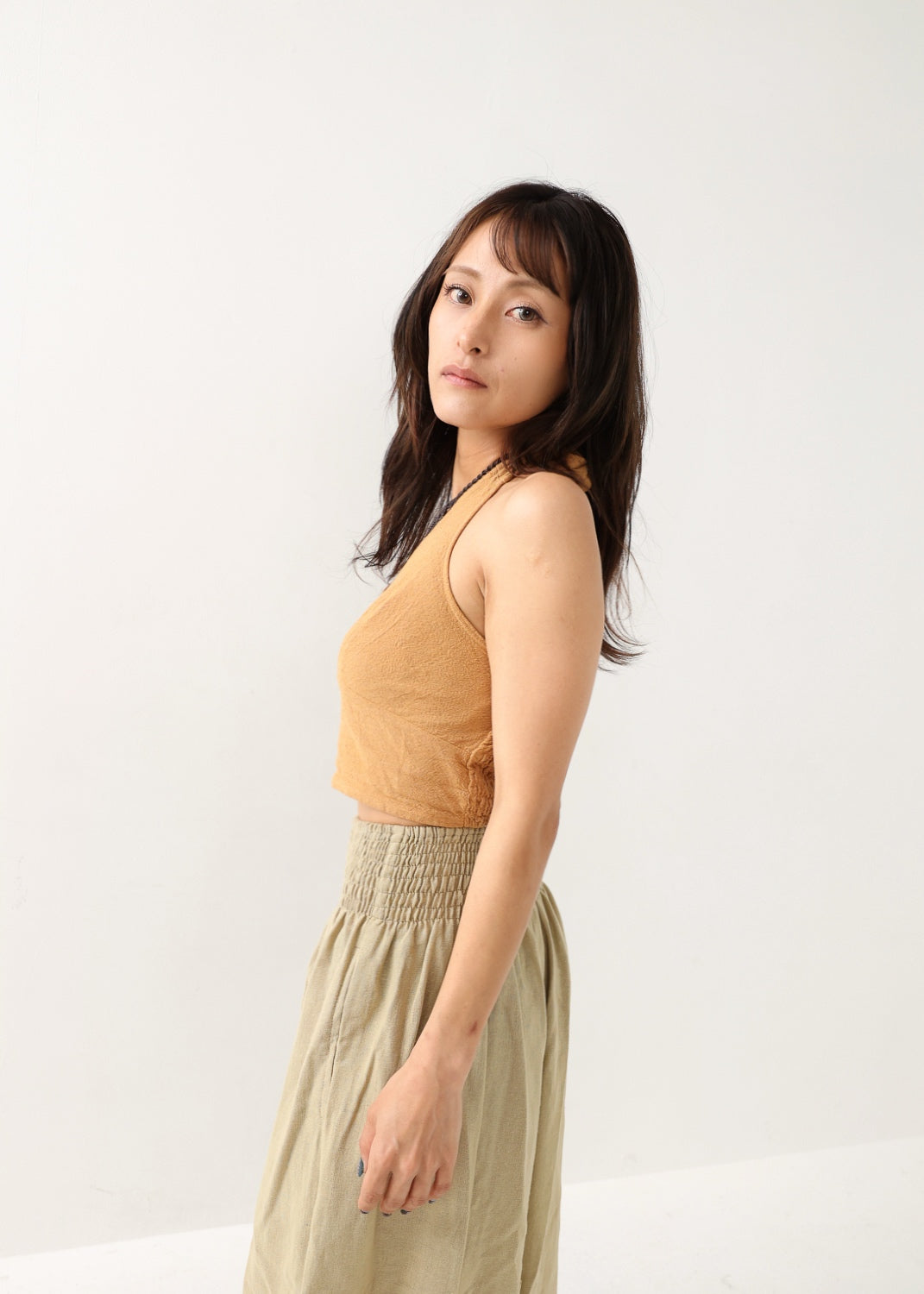 [Khadi of Love / 草木染め] Vネックホルター・クロップドトップス 全3色