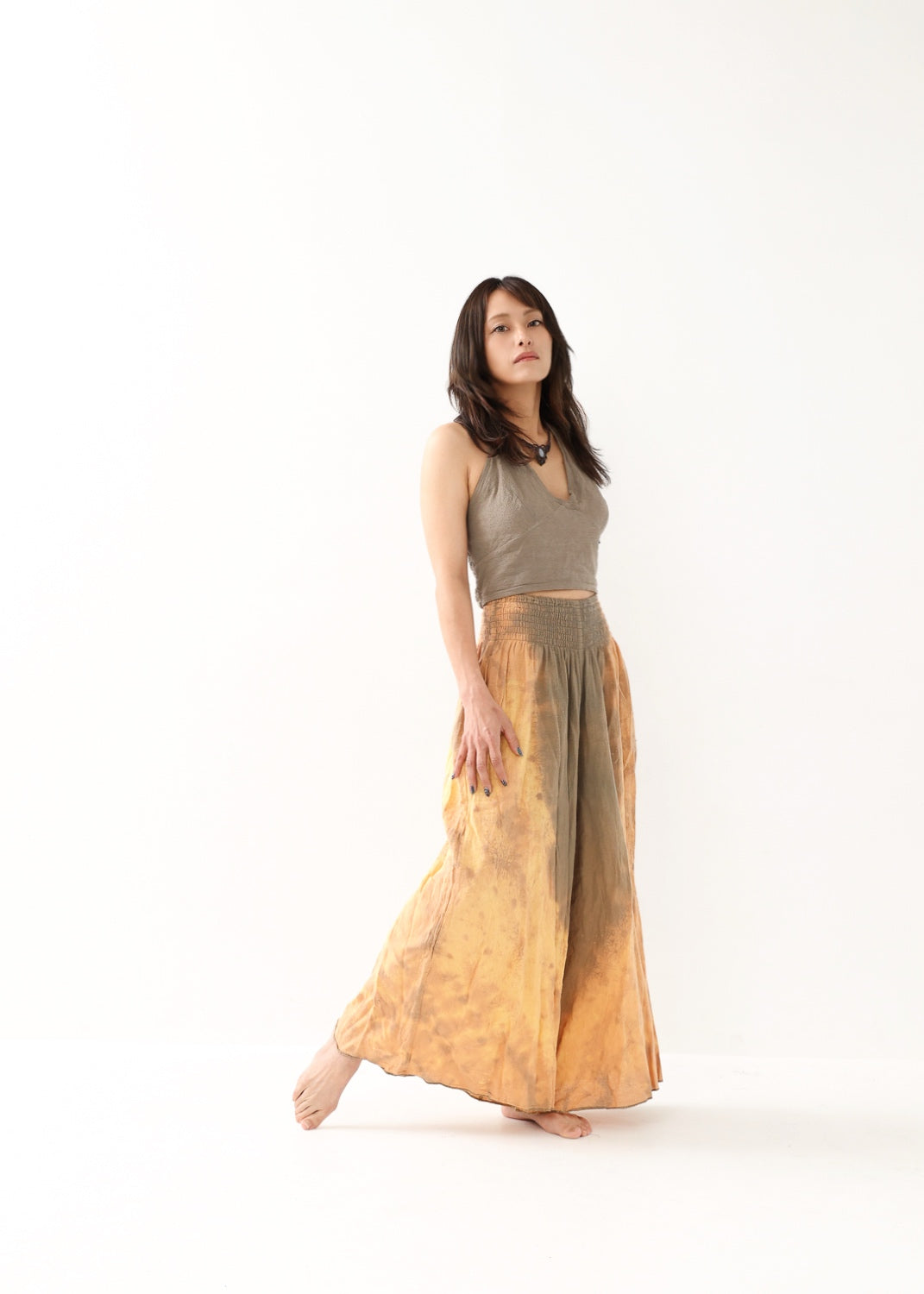 [Khadi of Love / 草木染め] Vネックホルター・クロップドトップス 全3色
