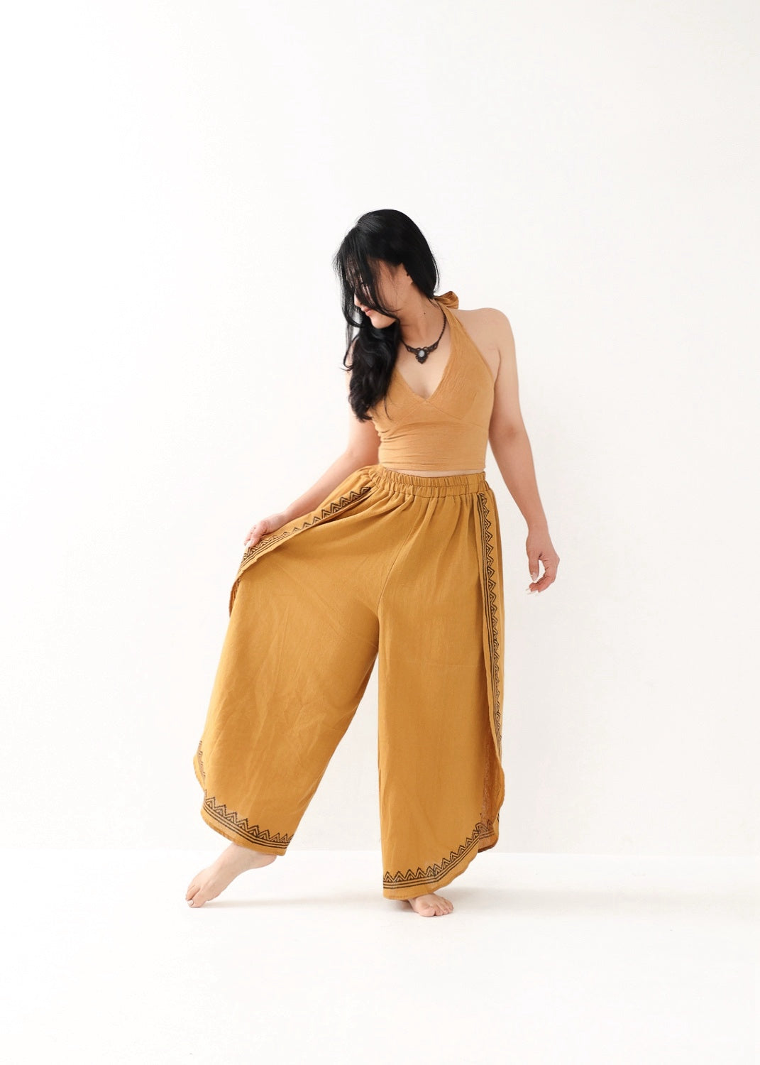 [Khadi of Love / 草木染め] Vネックホルター・クロップドトップス 全3色