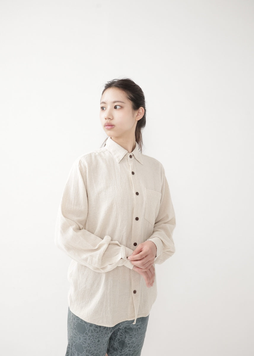 [Khadi of Love] ユニセックス・リラックスカディシャツ (きなり)
