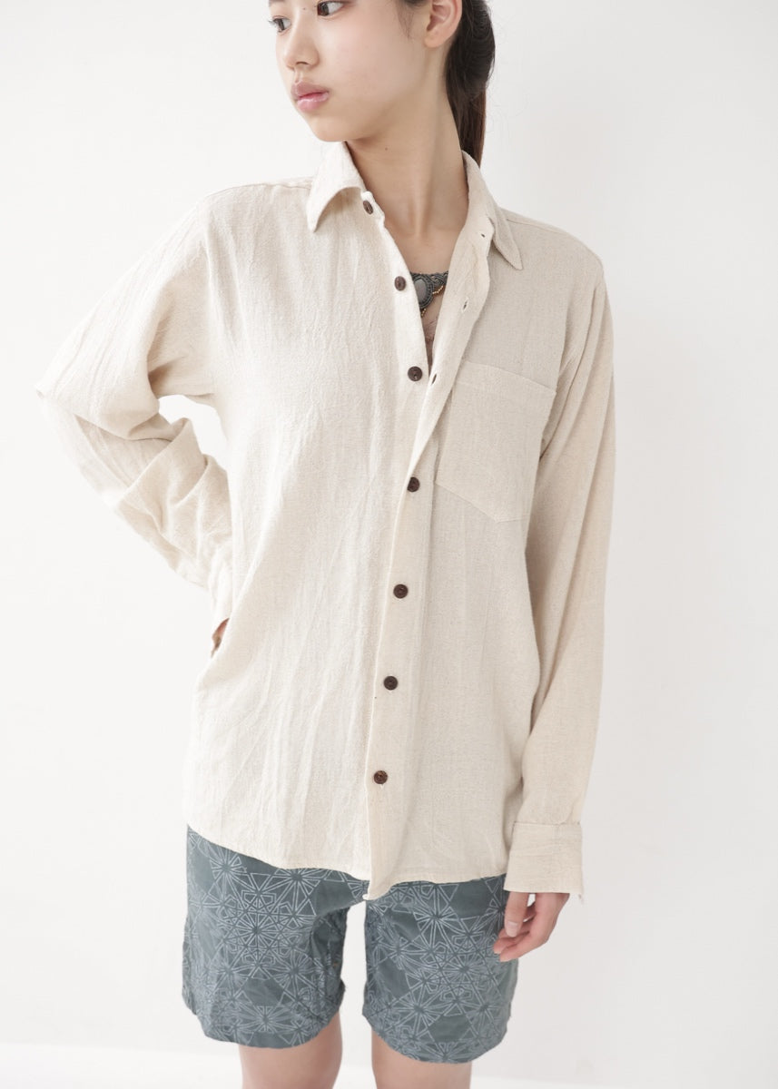 [Khadi of Love] ユニセックス・リラックスカディシャツ (きなり)