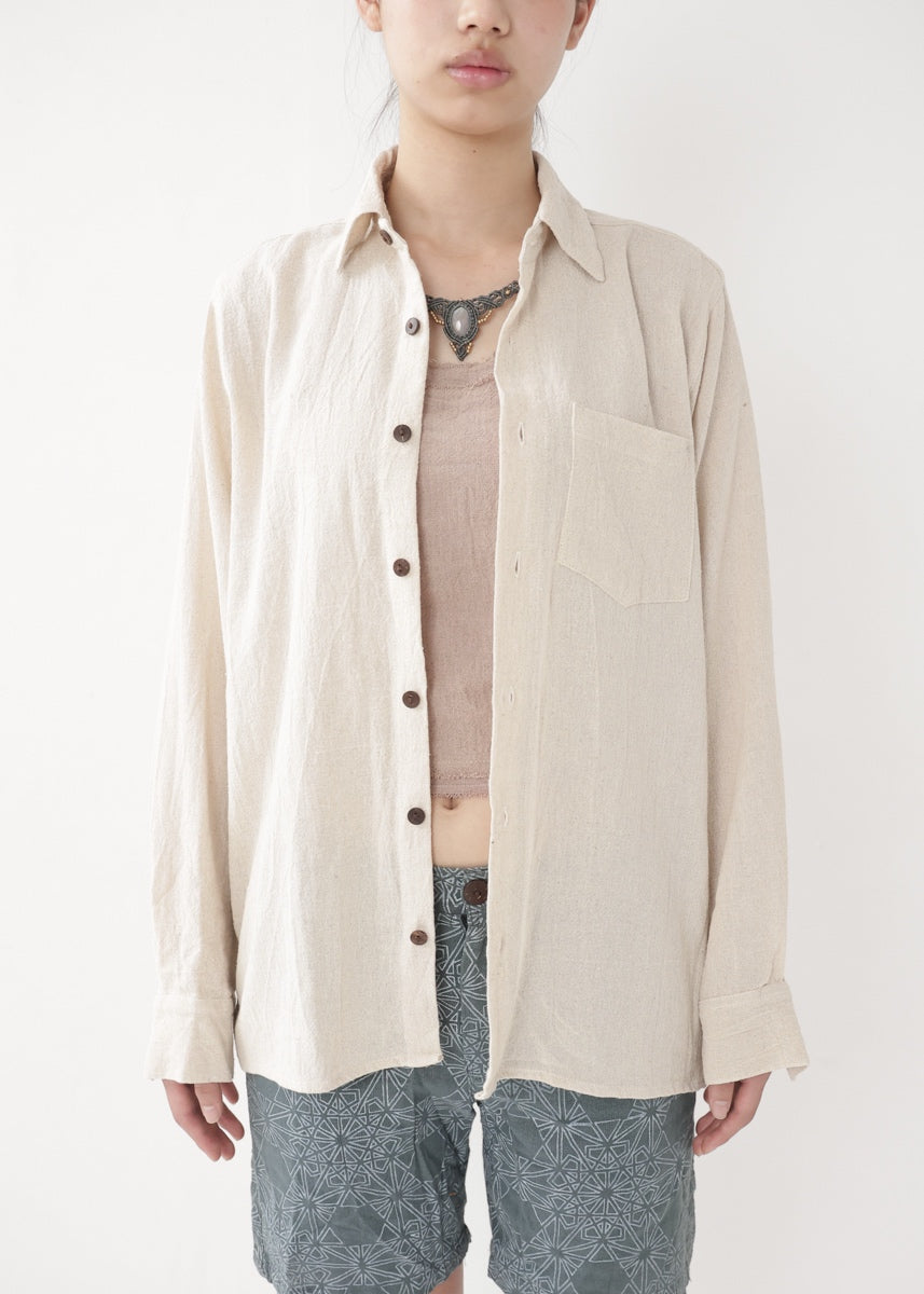 [Khadi of Love] ユニセックス・リラックスカディシャツ (きなり)