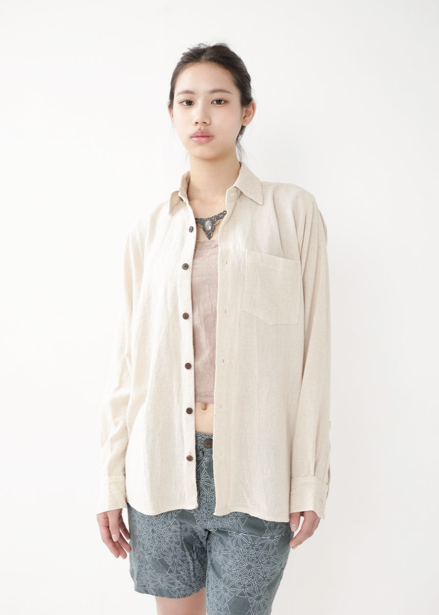 [Khadi of Love] ユニセックス・リラックスカディシャツ (きなり)