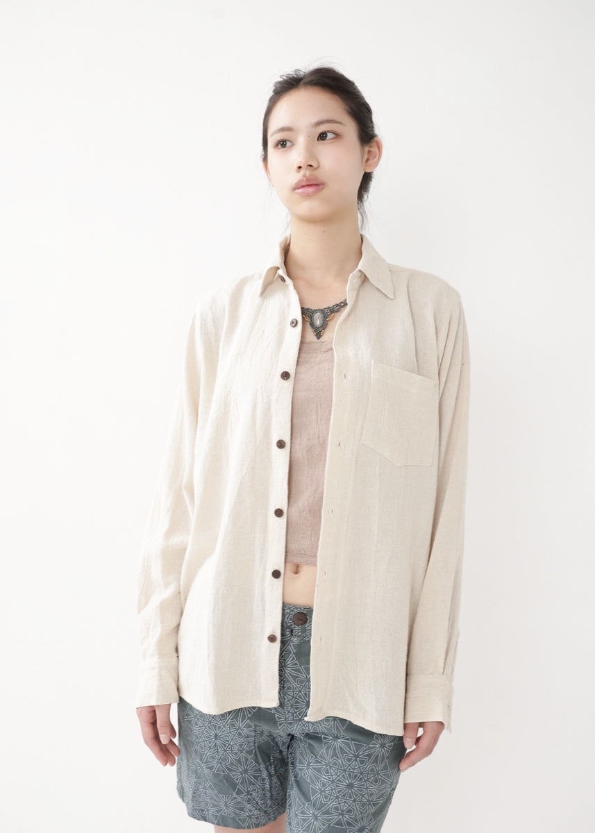 [Khadi of Love] ユニセックス・リラックスカディシャツ (きなり)