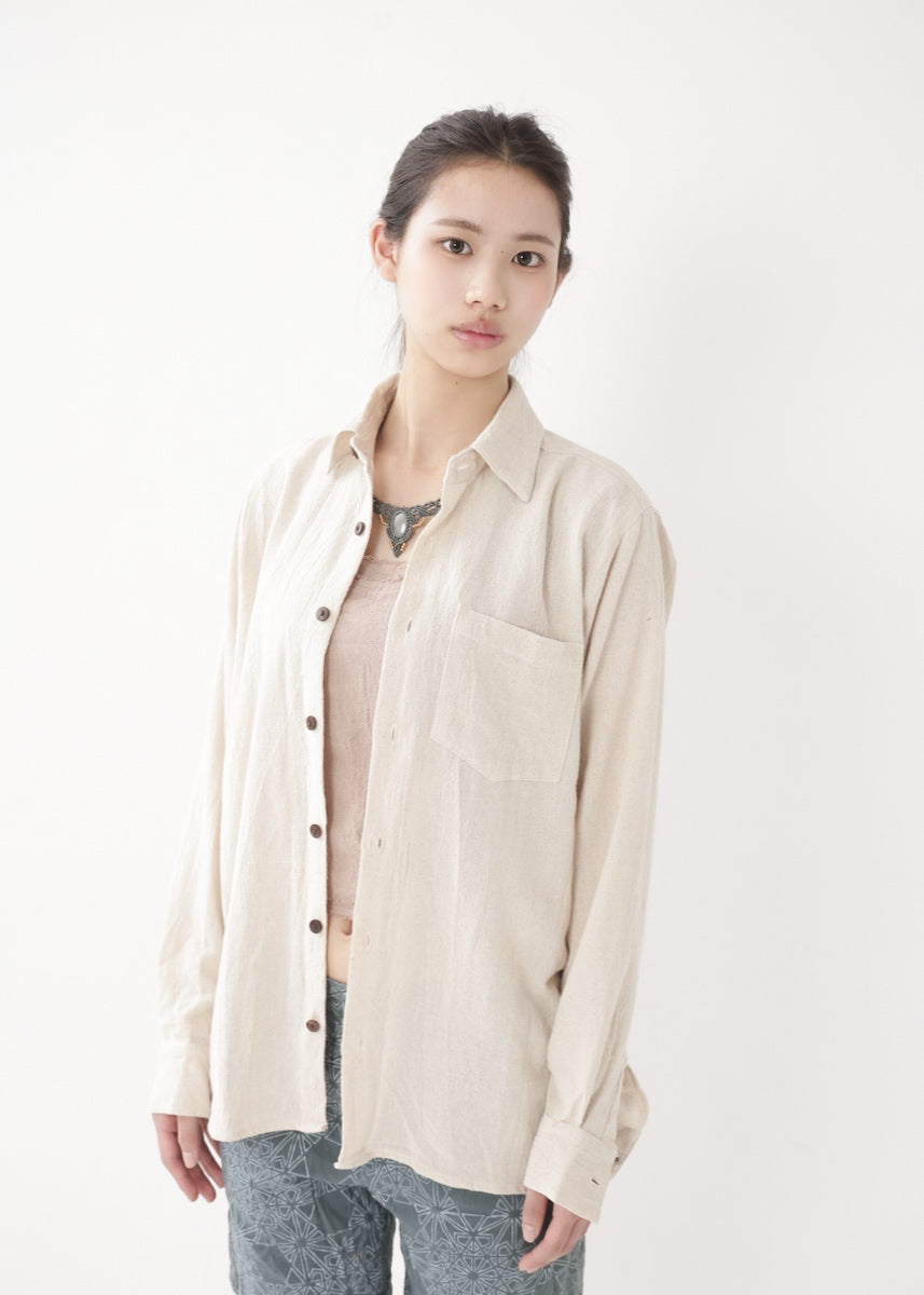 [Khadi of Love] ユニセックス・リラックスカディシャツ (きなり)