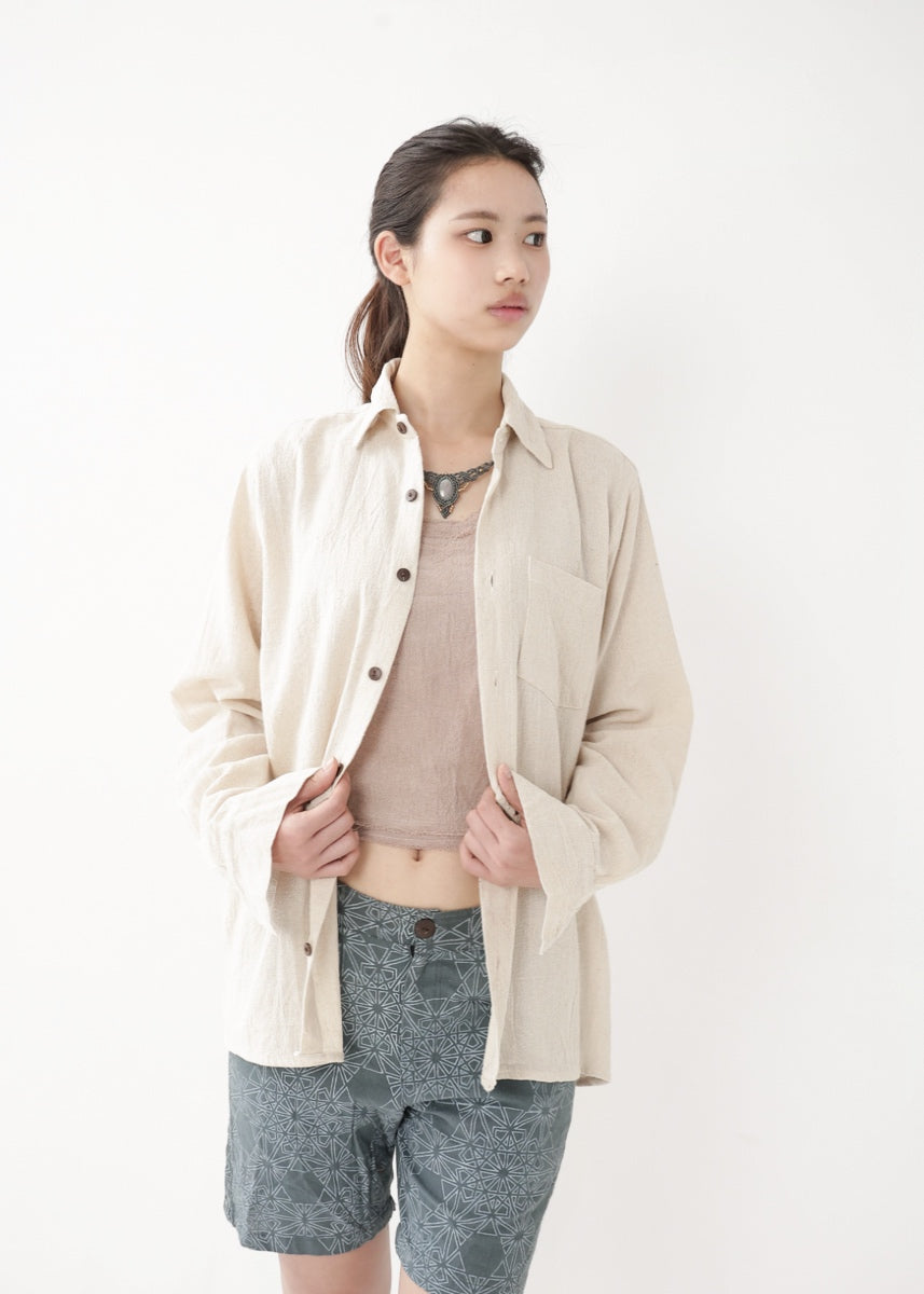 [Khadi of Love] ユニセックス・リラックスカディシャツ (きなり)