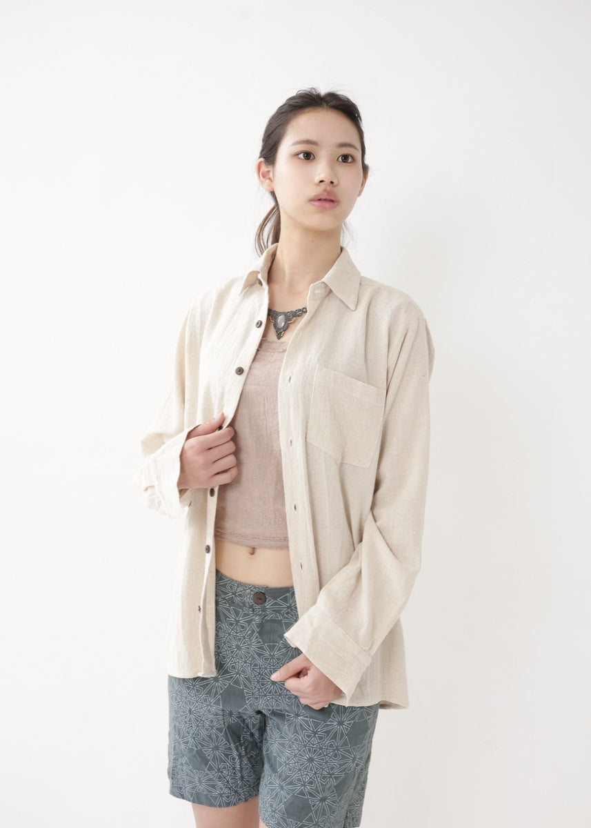 [Khadi of Love] ユニセックス・リラックスカディシャツ (きなり)
