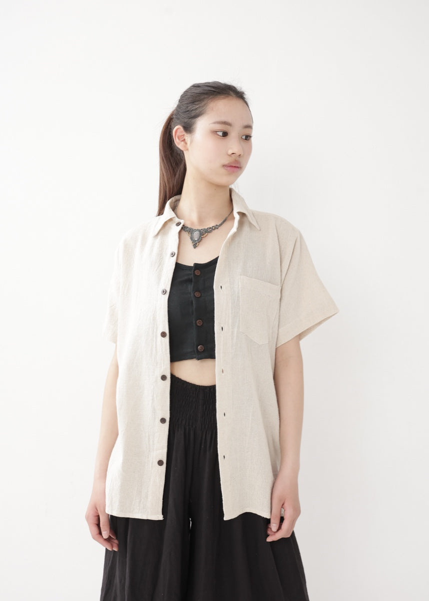 [Khadi of Love] ユニセックス・リラックスカディシャツ (きなり)