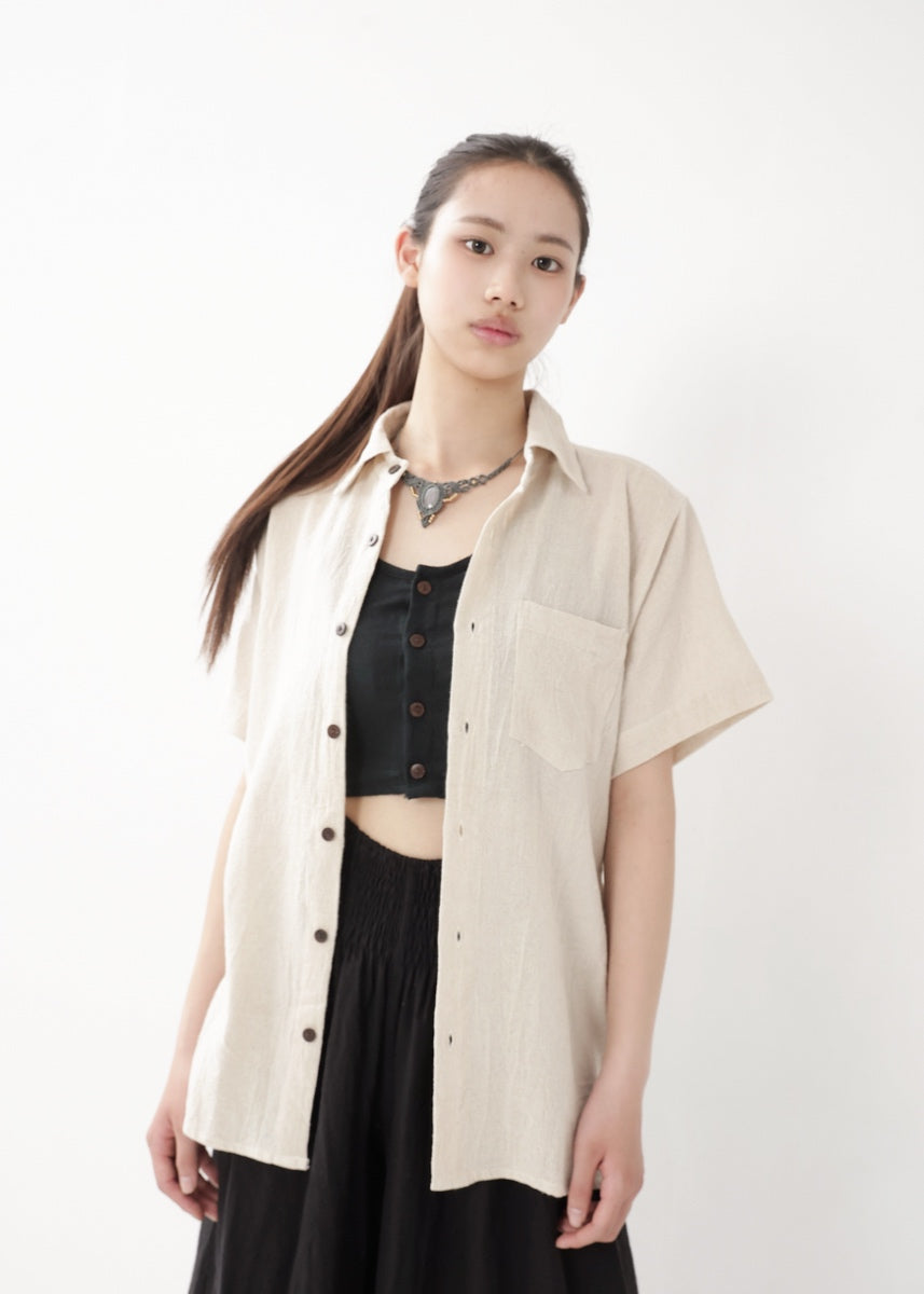 [Khadi of Love] ユニセックス・リラックスカディシャツ (きなり)