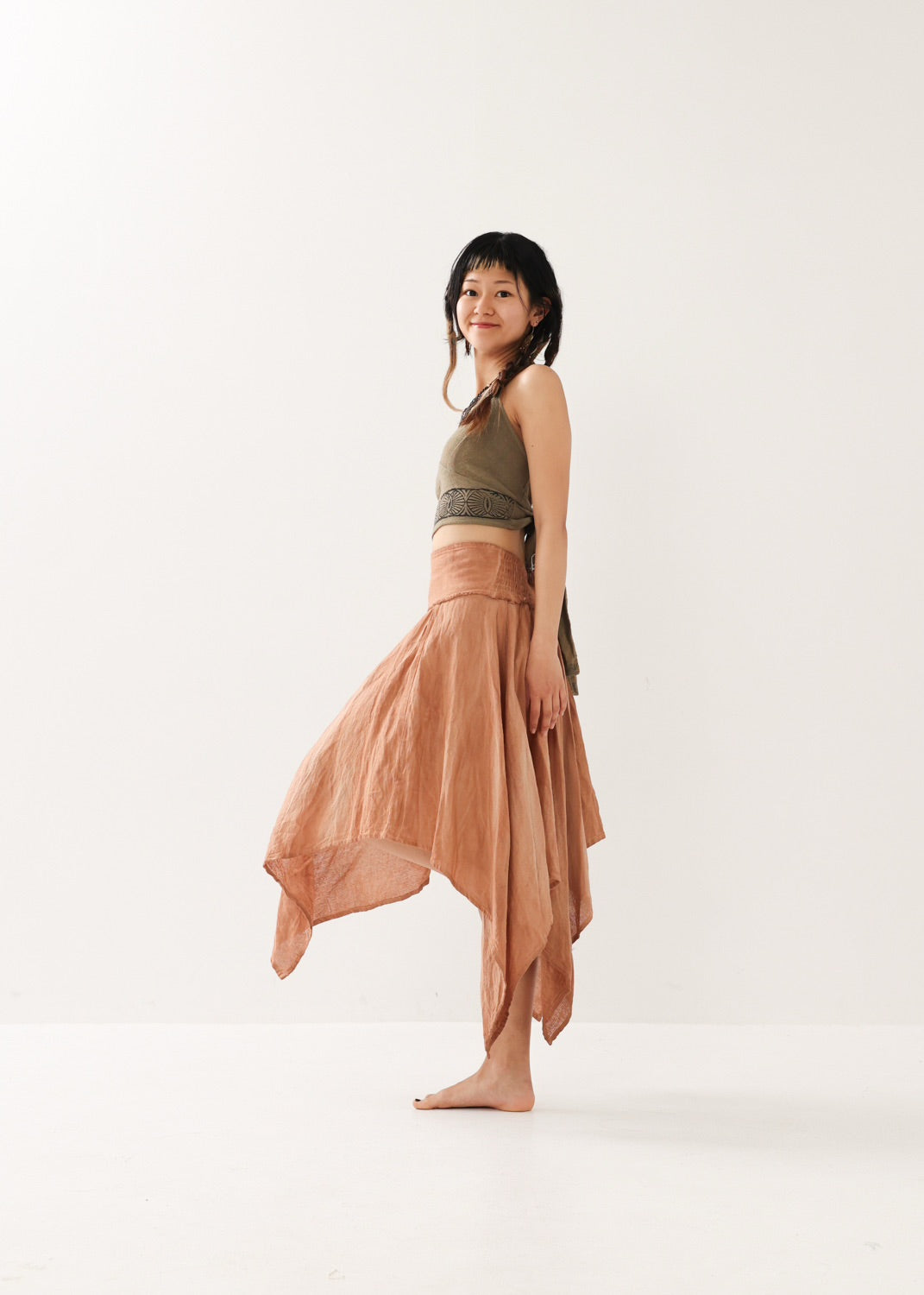 [ELFY DANCE/コラボ限定品] 草木染め・フェアリーペタルスカート 全2色