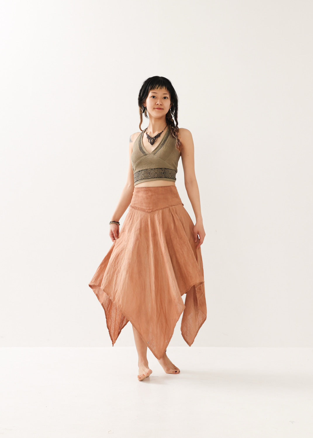 [ELFY DANCE/コラボ限定品] 草木染め・フェアリーペタルスカート 全2色