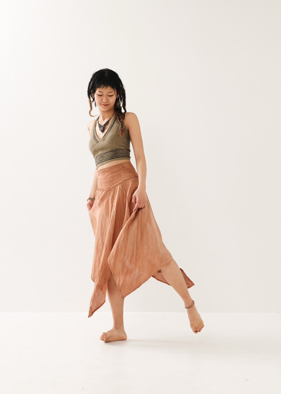[ELFY DANCE/コラボ限定品] 草木染め・フェアリーペタルスカート 全2色