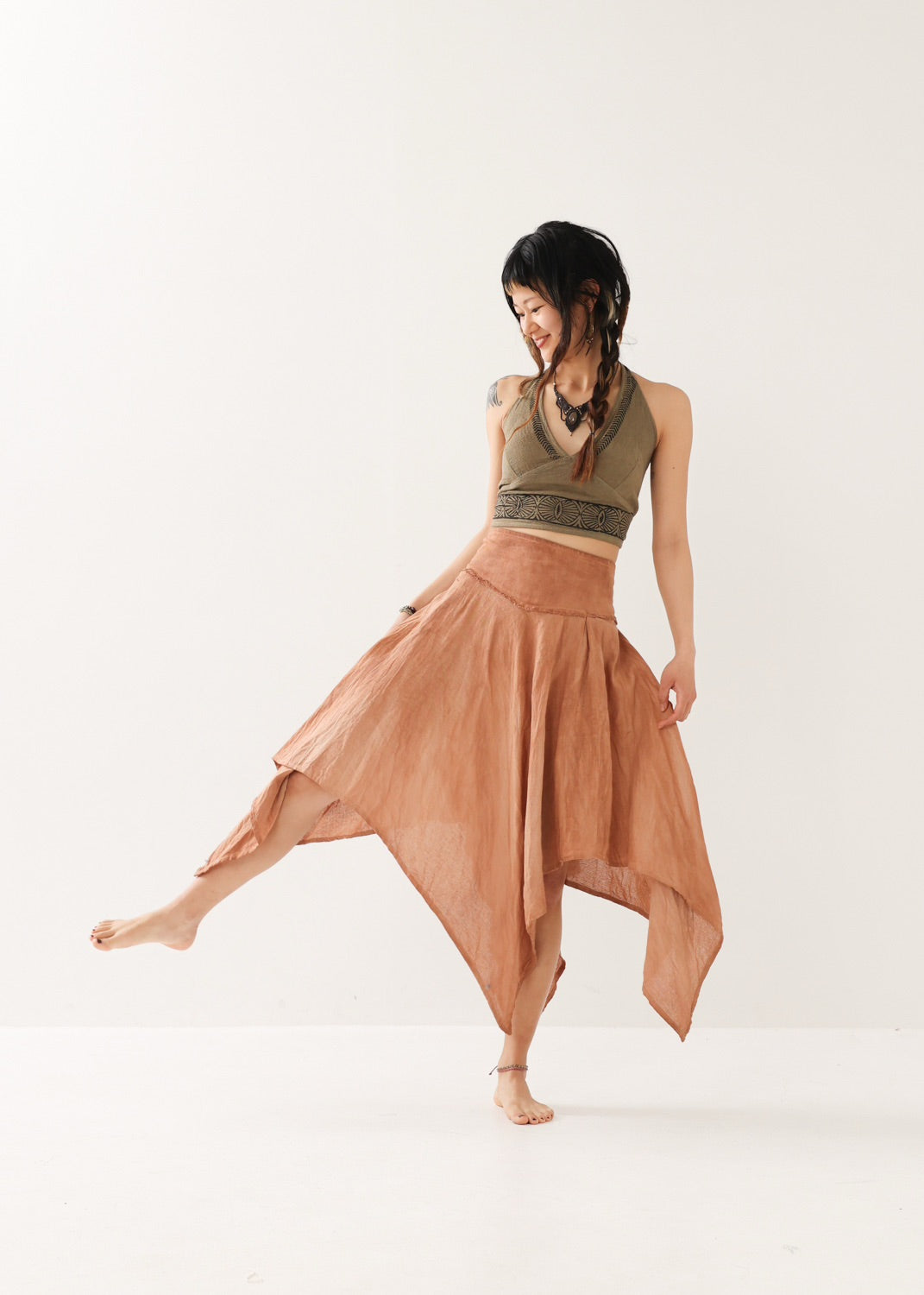 [ELFY DANCE/コラボ限定品] 草木染め・フェアリーペタルスカート 全2色