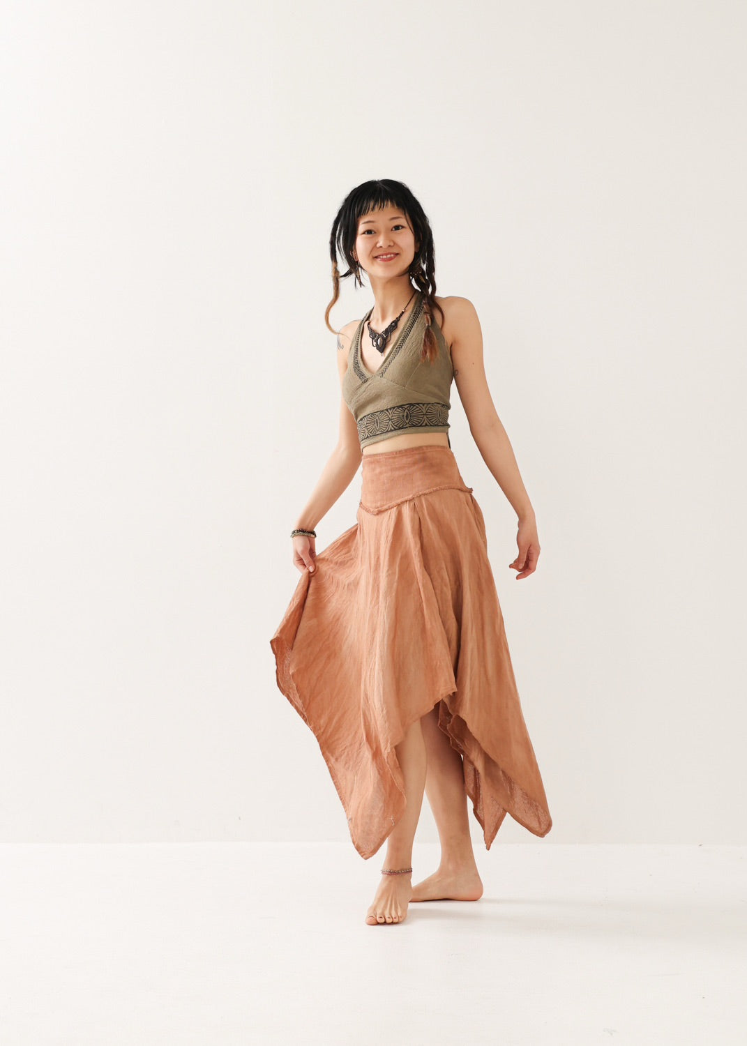 [ELFY DANCE/コラボ限定品] 草木染め・フェアリーペタルスカート 全2色