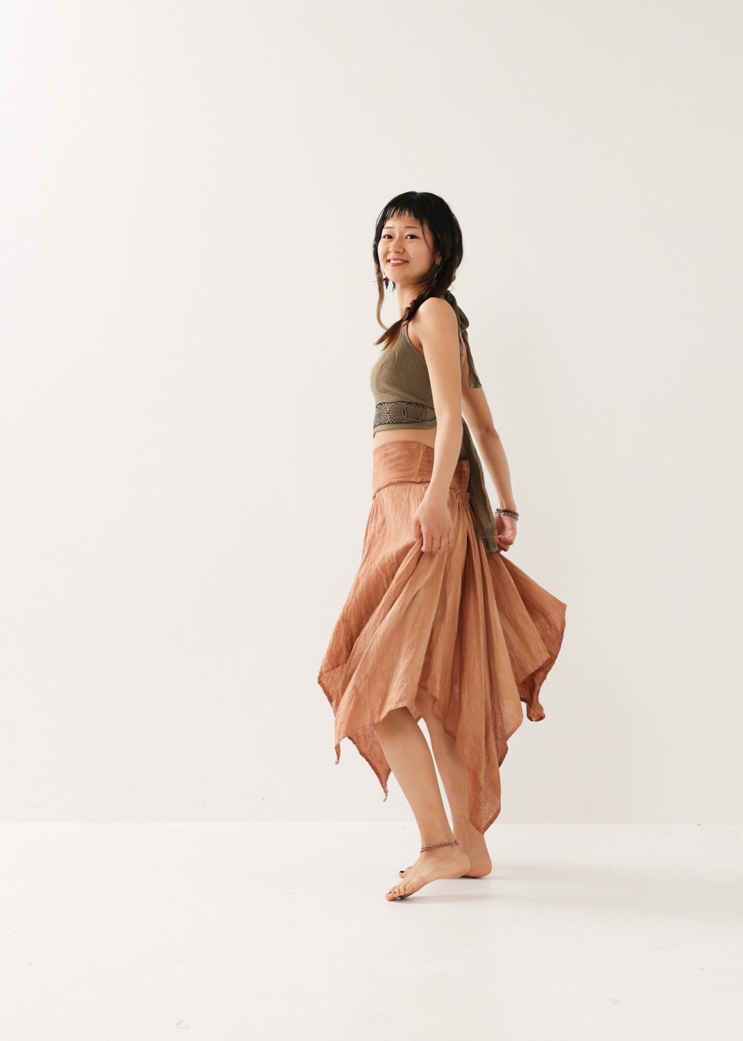 [ELFY DANCE/コラボ限定品] 草木染め・フェアリーペタルスカート 全2色