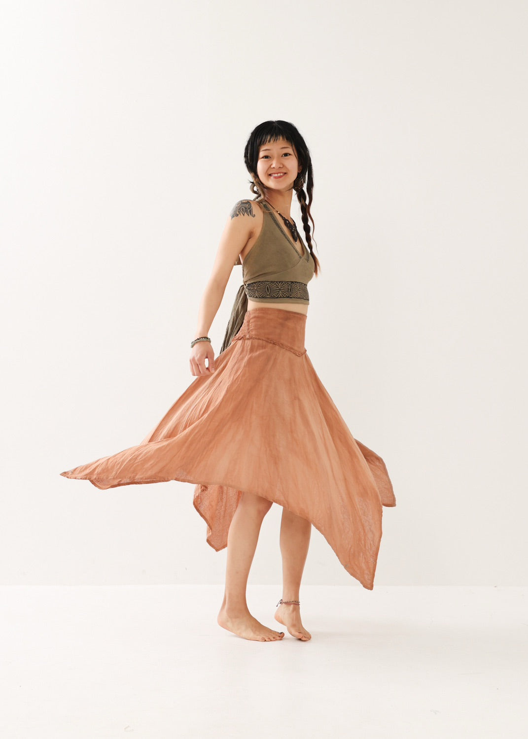 [ELFY DANCE/コラボ限定品] 草木染め・フェアリーペタルスカート 全2色