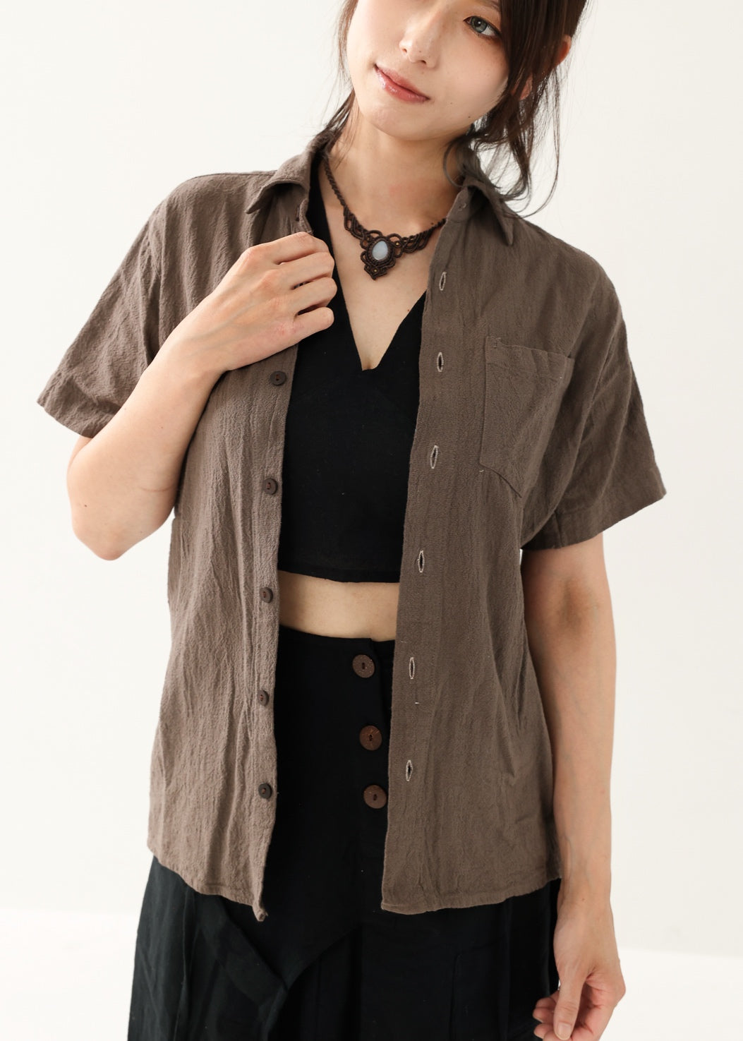 [Khadi of Love /ユニセックス] 草木染め・リラックスカディシャツ 全3色