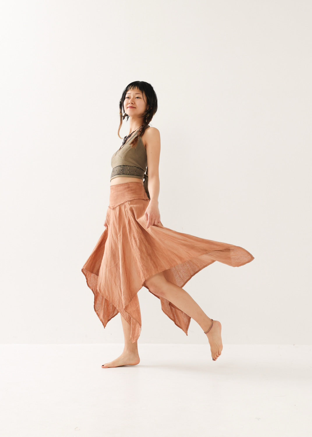[ELFY DANCE/コラボ限定品] 草木染め・フェアリーペタルスカート 全2色