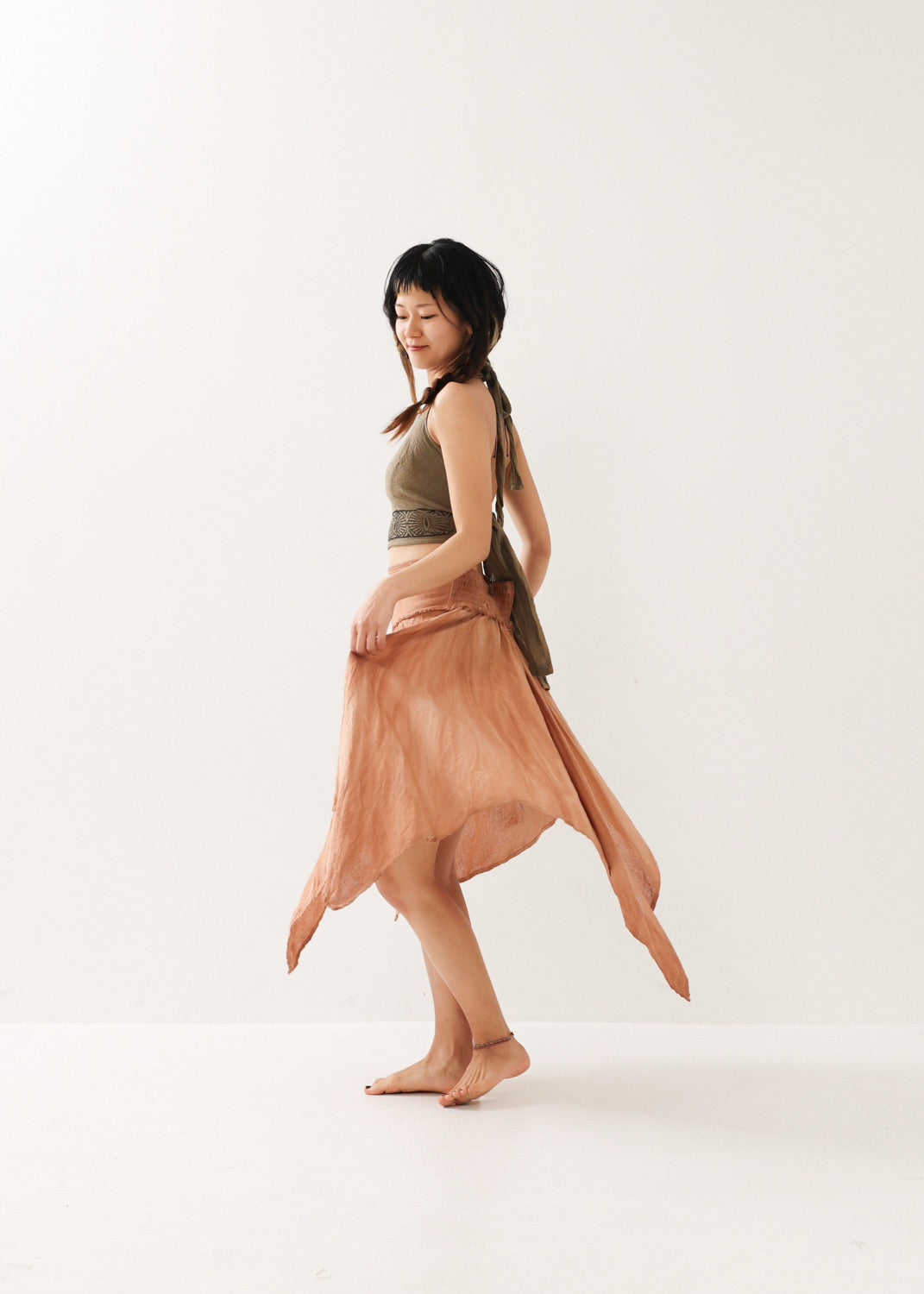 [ELFY DANCE/コラボ限定品] 草木染め・フェアリーペタルスカート 全2色