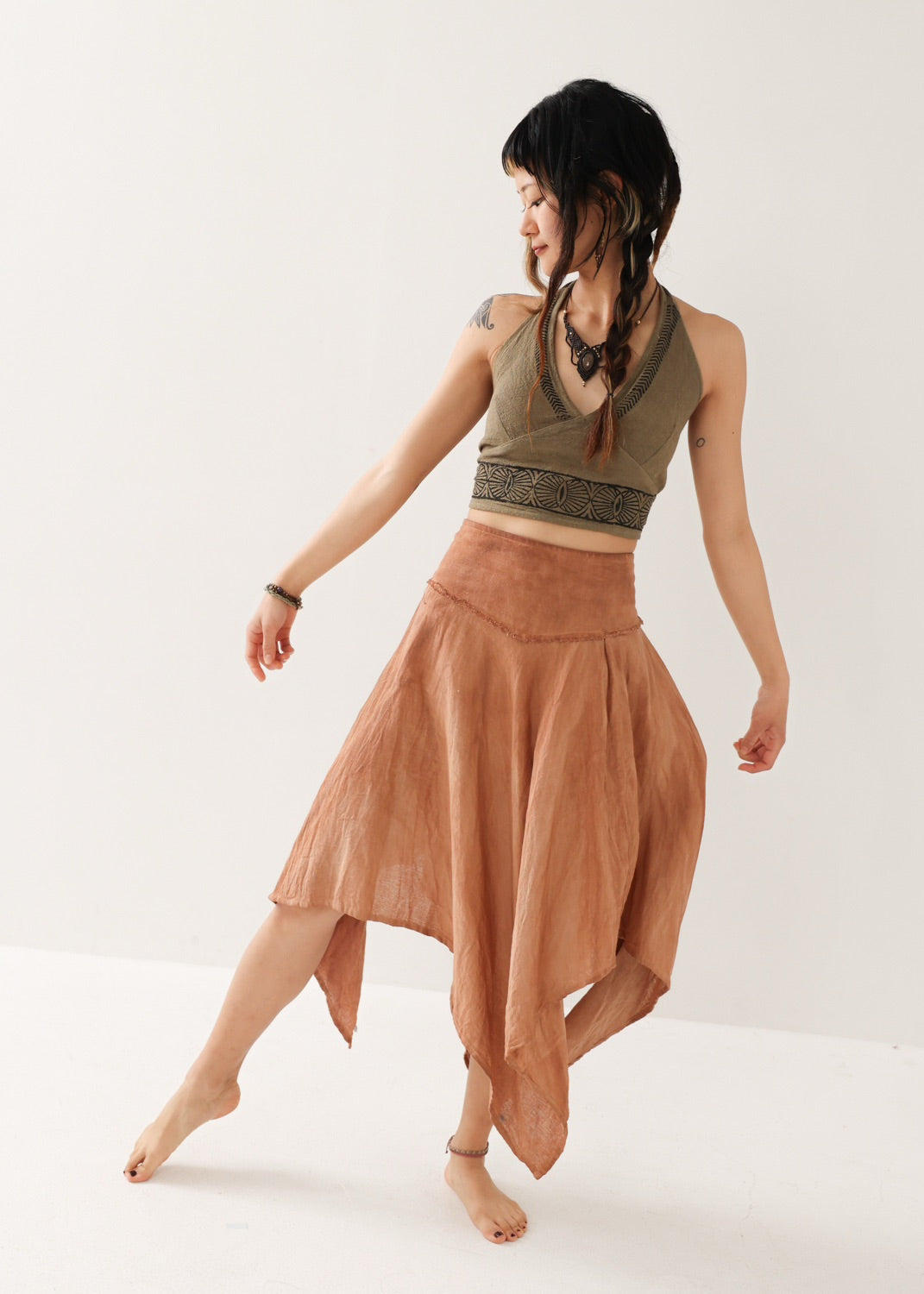 [ELFY DANCE/コラボ限定品] 草木染め・フェアリーペタルスカート 全2色
