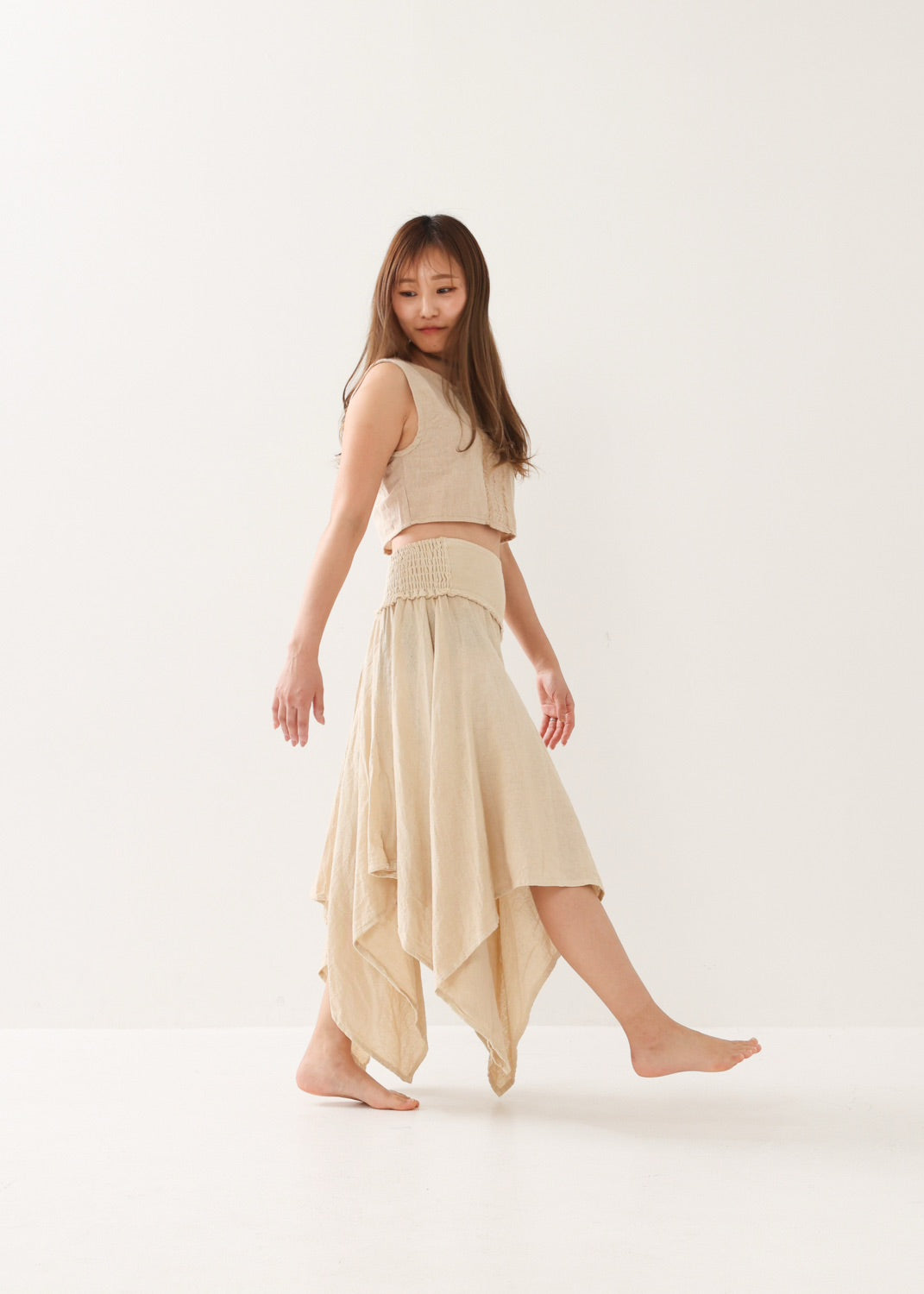 [ELFY DANCE/コラボ限定品] 草木染め・フェアリーペタルスカート 全2色