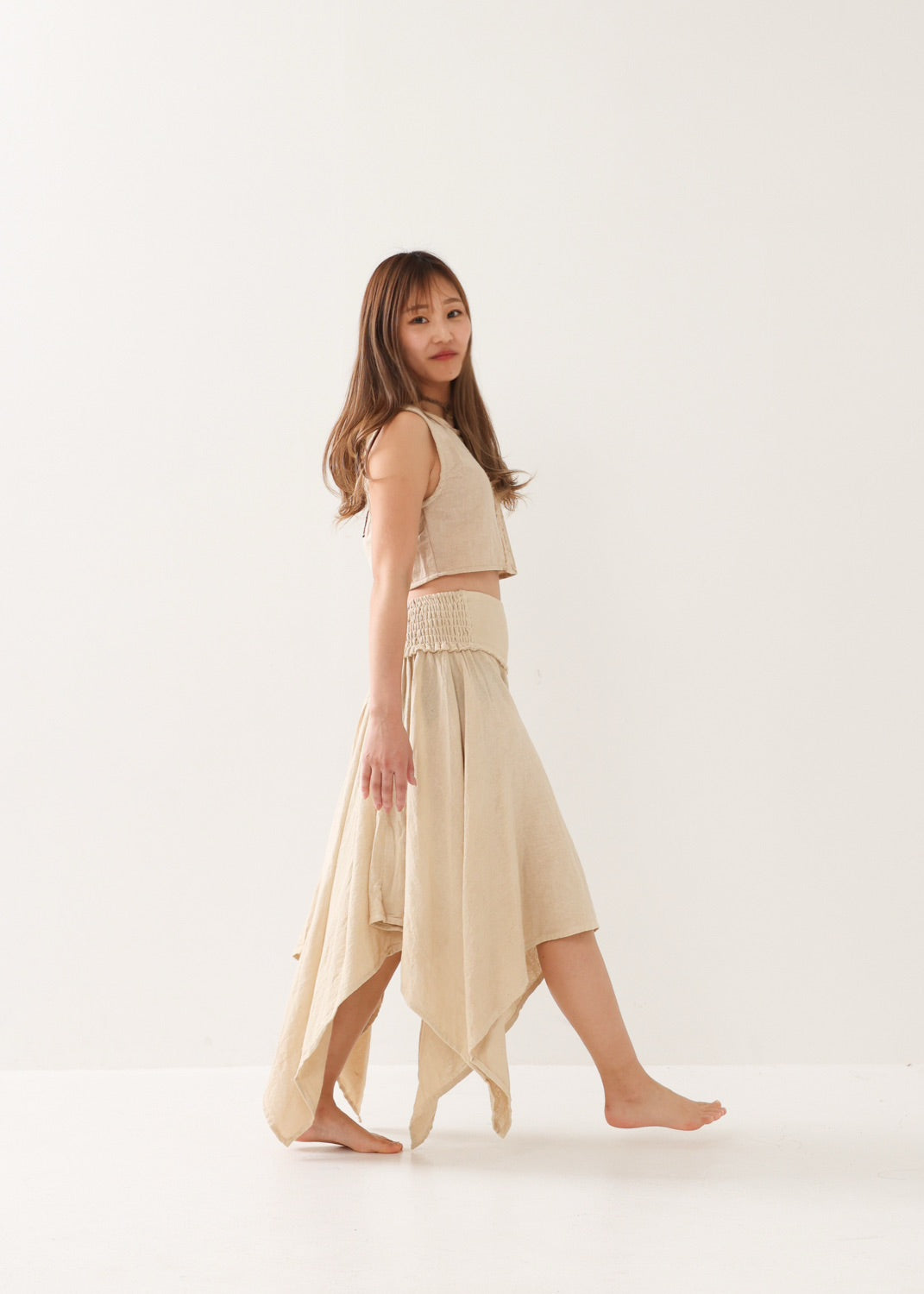 [ELFY DANCE/コラボ限定品] 草木染め・フェアリーペタルスカート 全2色