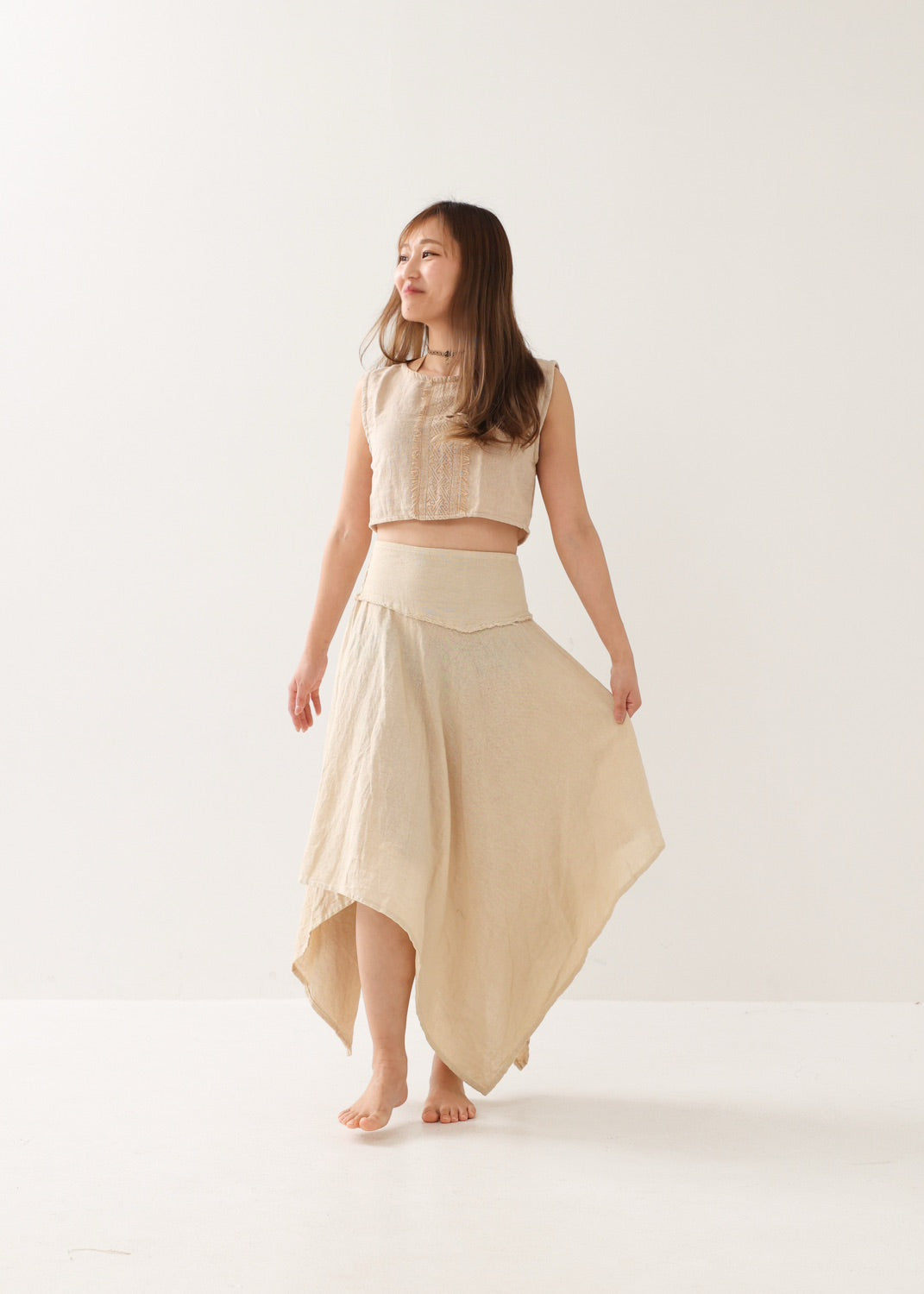 [ELFY DANCE/コラボ限定品] 草木染め・フェアリーペタルスカート 全2色
