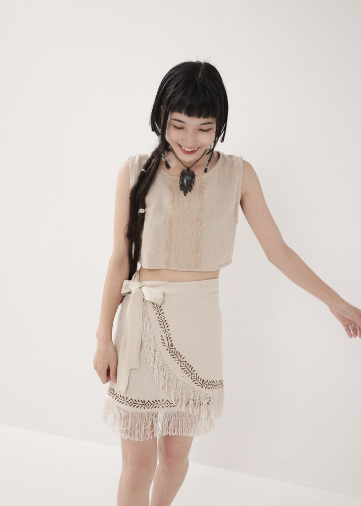 [Tribal Earth] ヴィネアライン・シャギーラップスカート
