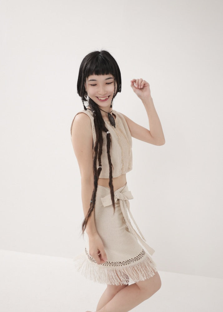 [Tribal Earth] ヴィネアライン・シャギーラップスカート