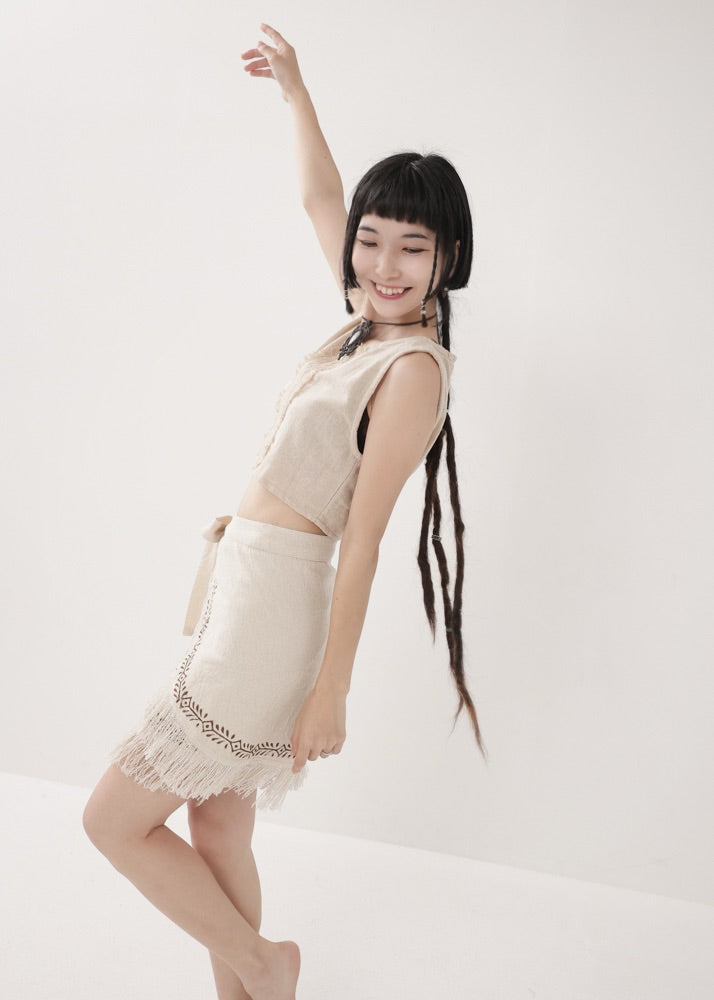 [Tribal Earth] ヴィネアライン・シャギーラップスカート
