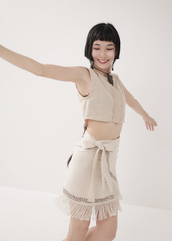 [Tribal Earth] ヴィネアライン・シャギーラップスカート