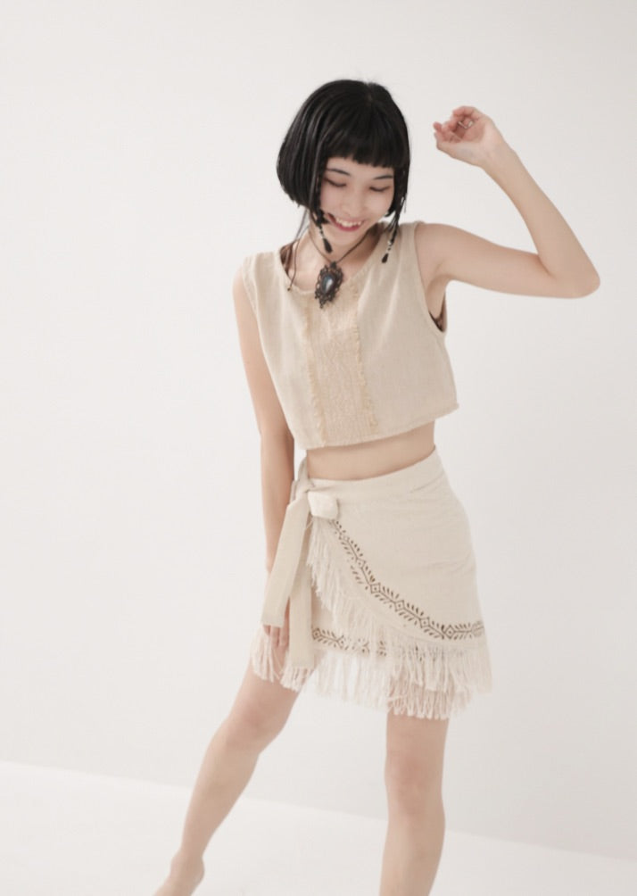 [Tribal Earth] ヴィネアライン・シャギーラップスカート