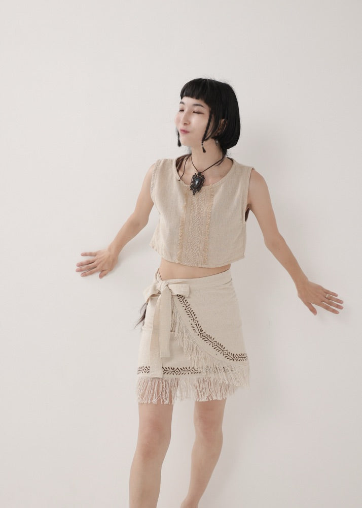 [Tribal Earth] ヴィネアライン・シャギーラップスカート
