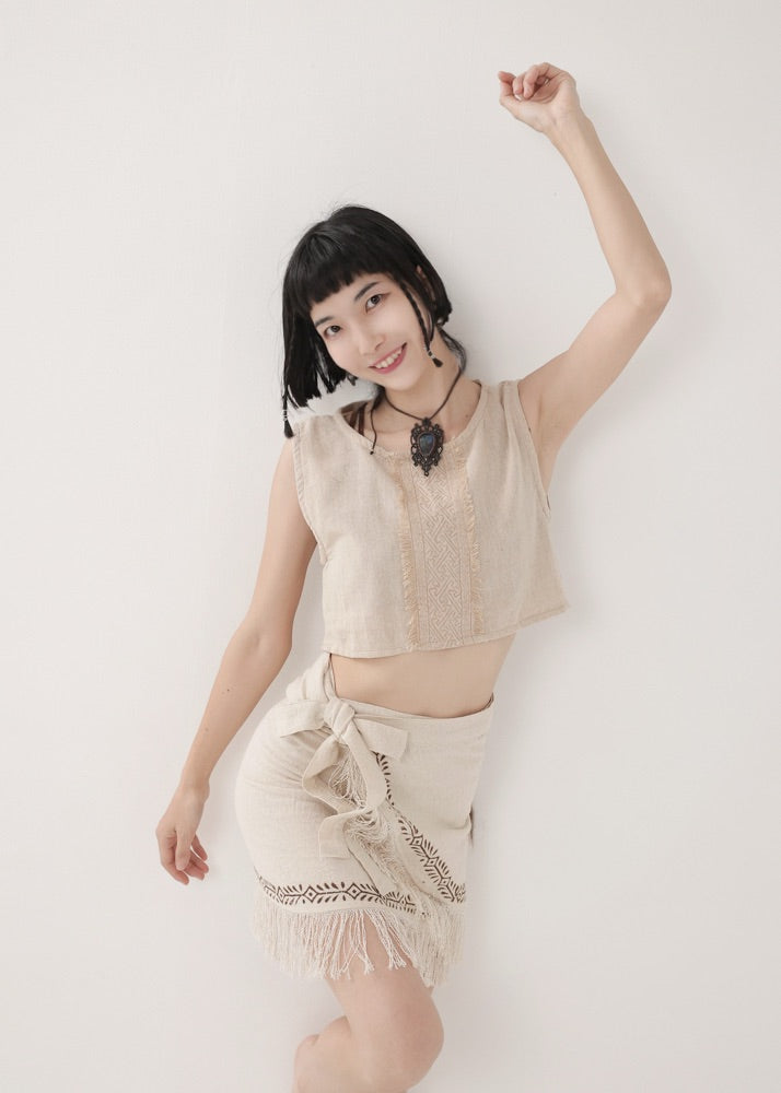 [Tribal Earth] ヴィネアライン・シャギーラップスカート