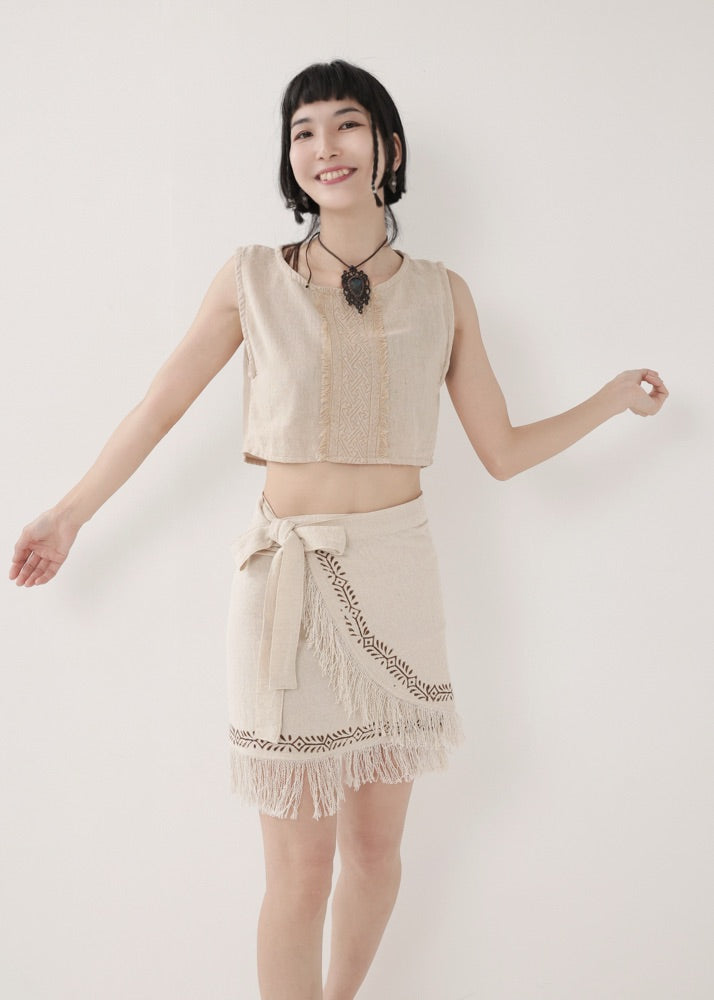 [Tribal Earth] ヴィネアライン・シャギーラップスカート