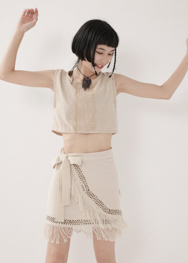 [Tribal Earth] ヴィネアライン・シャギーラップスカート