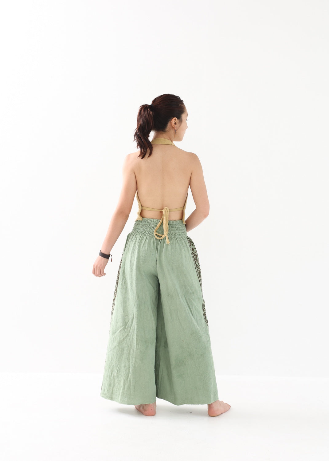 [Tribal Earth] サイドブロック high waist ワイドフレアパンツ 全2色