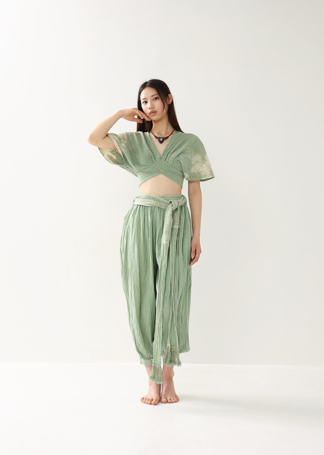[Khadi of Love] バックノット・ カイトスリーブトップス (草木染め/全２色)
