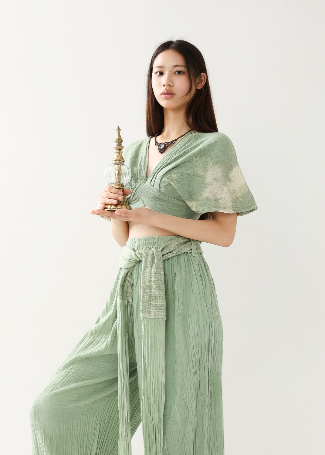 [Khadi of Love] バックノット・ カイトスリーブトップス (草木染め/全２色)