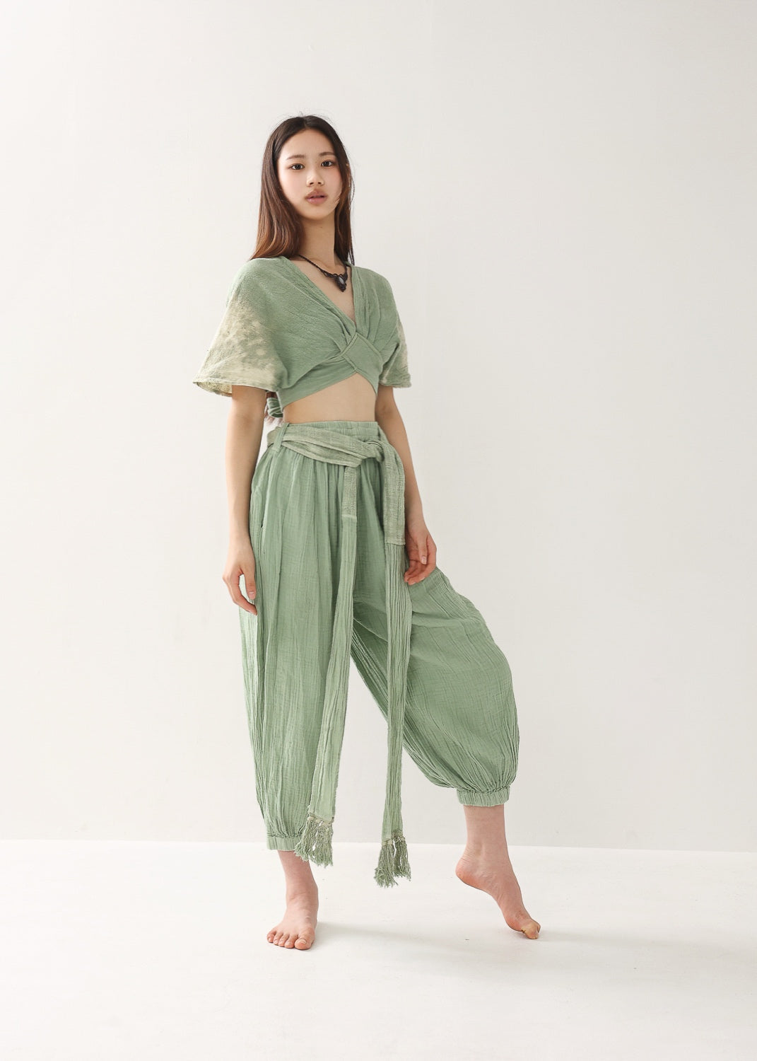 [Khadi of Love] バックノット・ カイトスリーブトップス (草木染め/全２色)