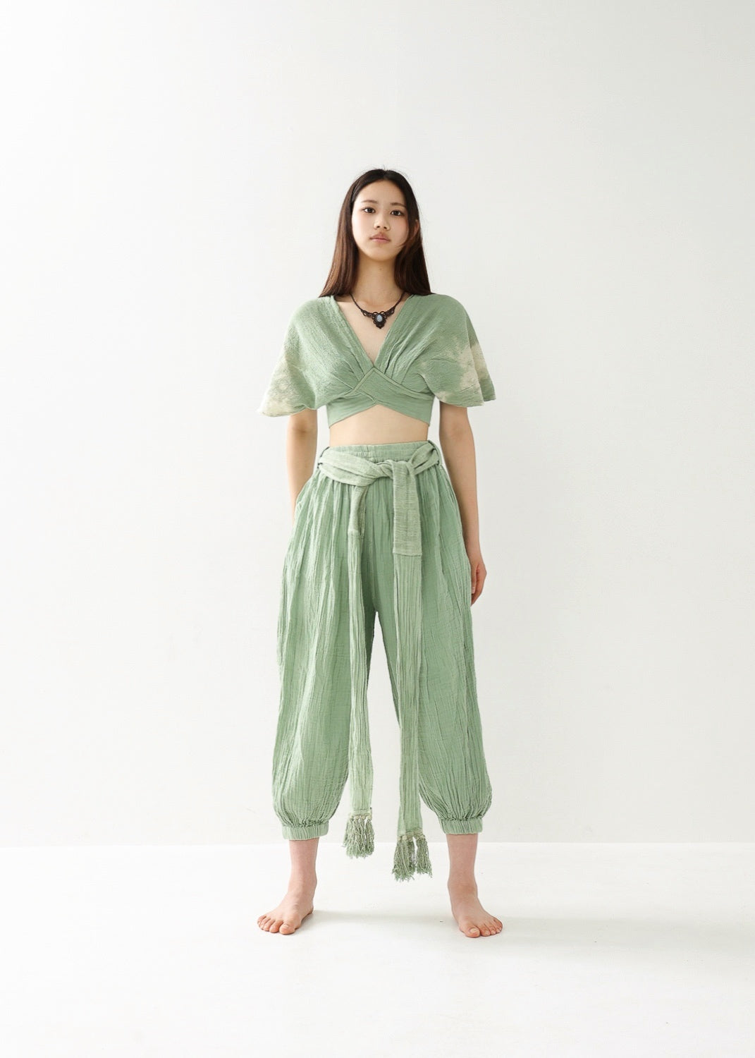 [Khadi of Love] バックノット・ カイトスリーブトップス (草木染め/全２色)