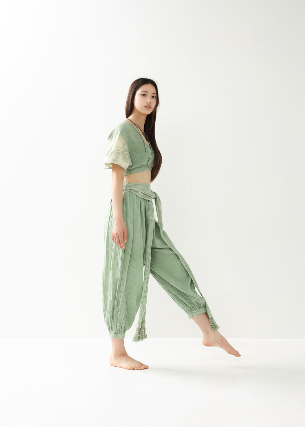 [数量限定] Sea Glass Mint 草木染めセットアップ
