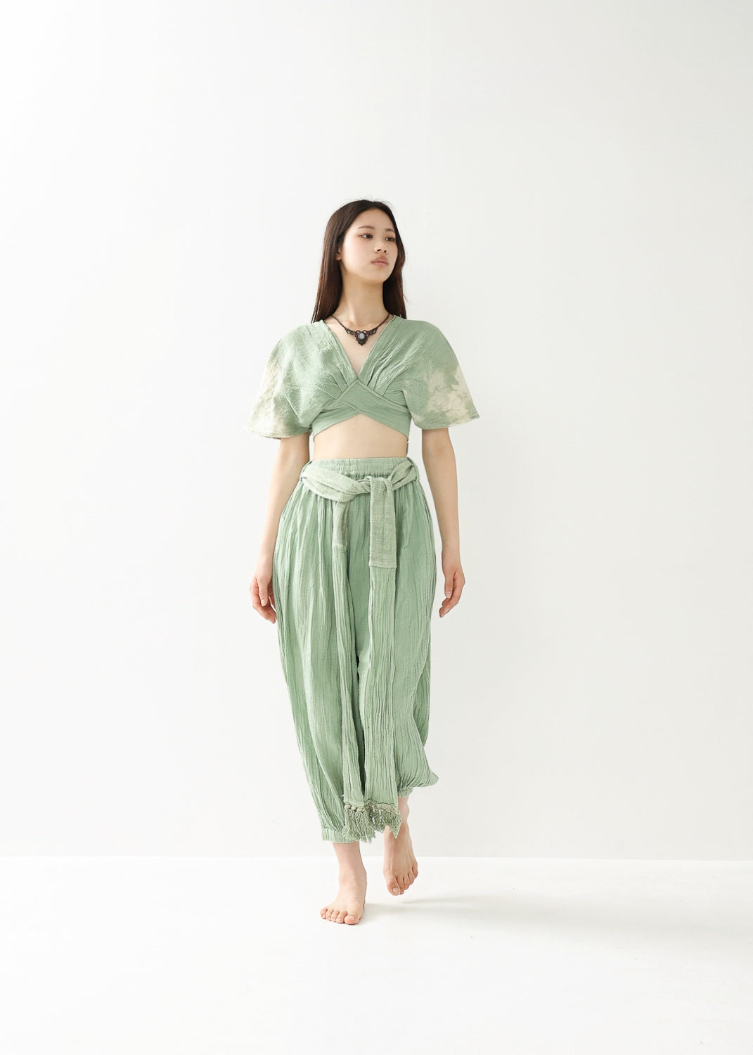 [Khadi of Love] バックノット・ カイトスリーブトップス (草木染め/全２色)