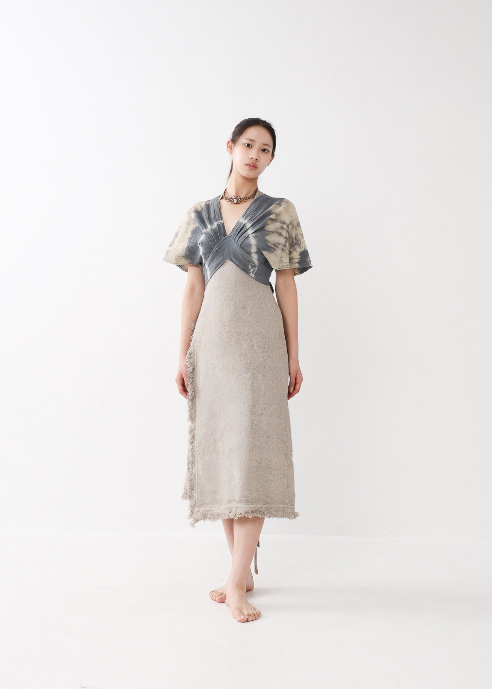[Khadi of Love] バックノット・ カイトスリーブトップス (草木染め/全２色)